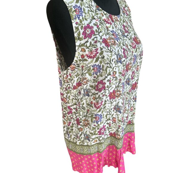 NWT J. JILL Floral Sleeveless Blouse - Pink, Green, White - Picture 2 of 2